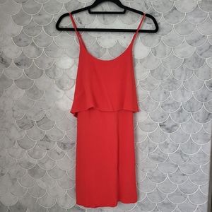 Coral Drape Crossback Keyhole Mini Dress